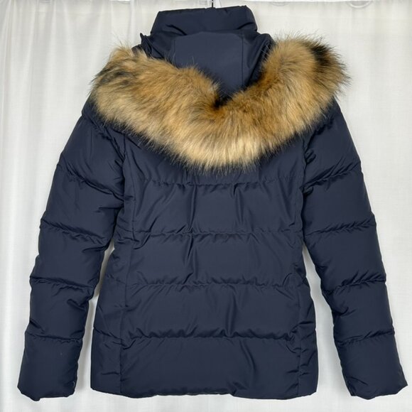 The North Face Womens Gotham Jacket Size XS Down Blue Hooded Faux Fur Warm 550 - Picture 3 of 12